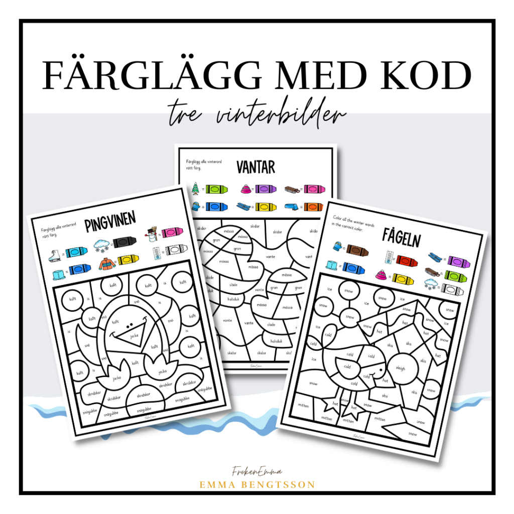 Färglägg med kod – vinterord