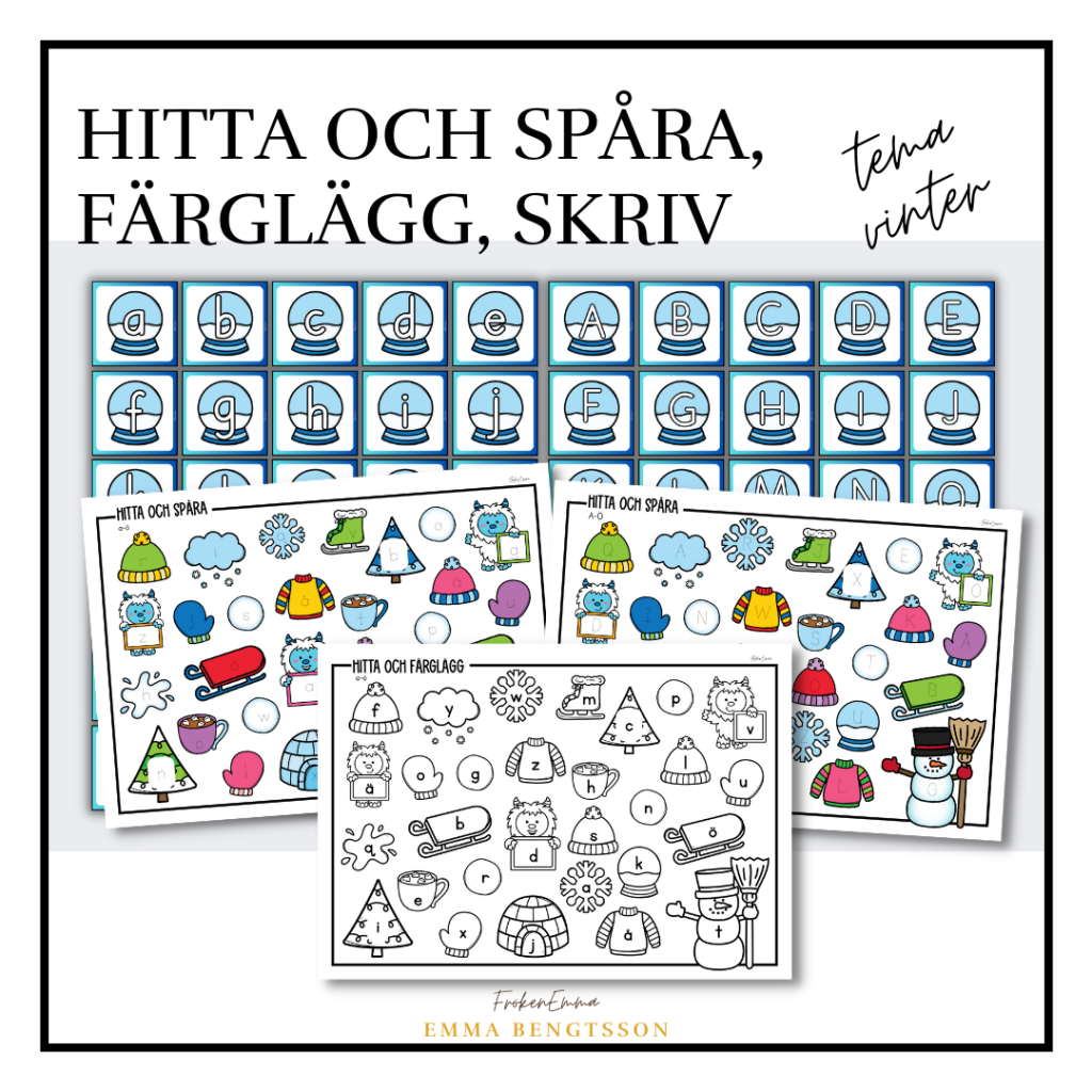 Hitta och spåra, färglägg, skriv
