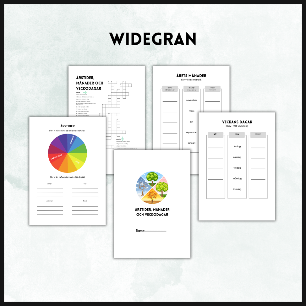 Veckodagar, månader, årstider