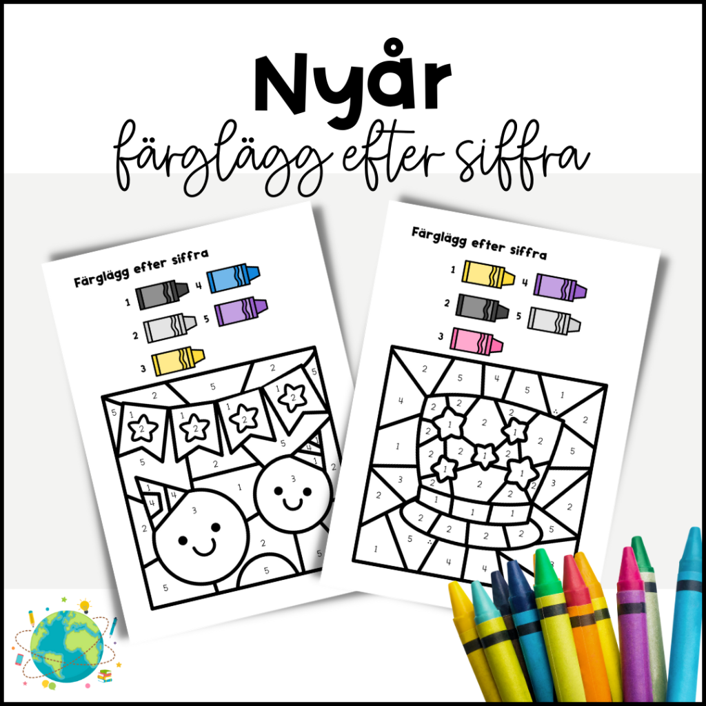 Nyår – Färglägg efter siffra