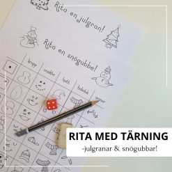 Rita med tärning - snögubbar och julgranar