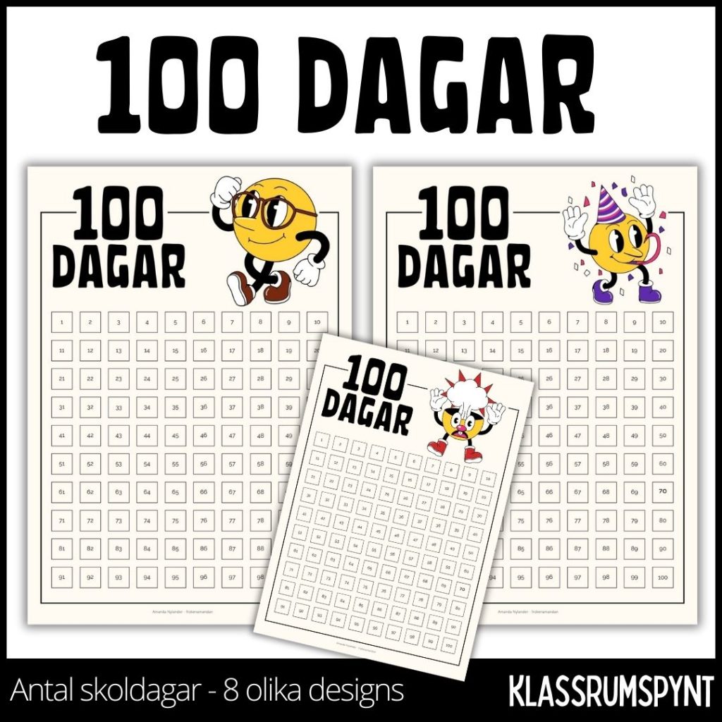 Hundra skoldagar – 8 olika designs / motiv