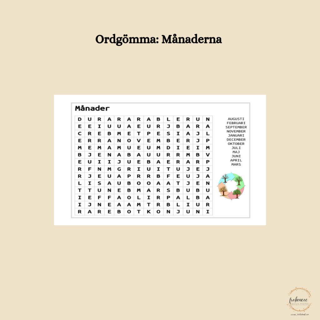 Ordgömma: Månaderna