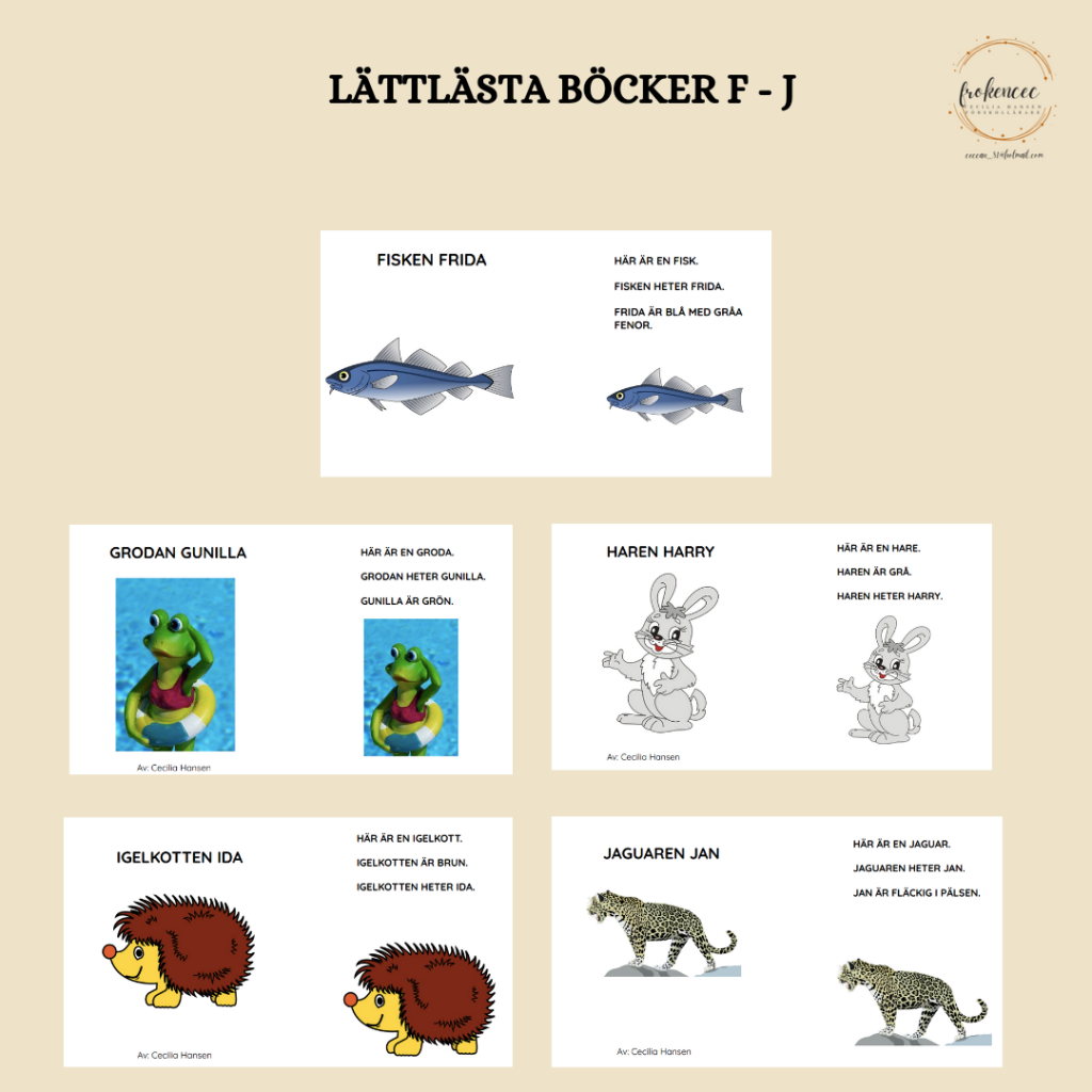 Böcker om djur på F,G,H,I,J