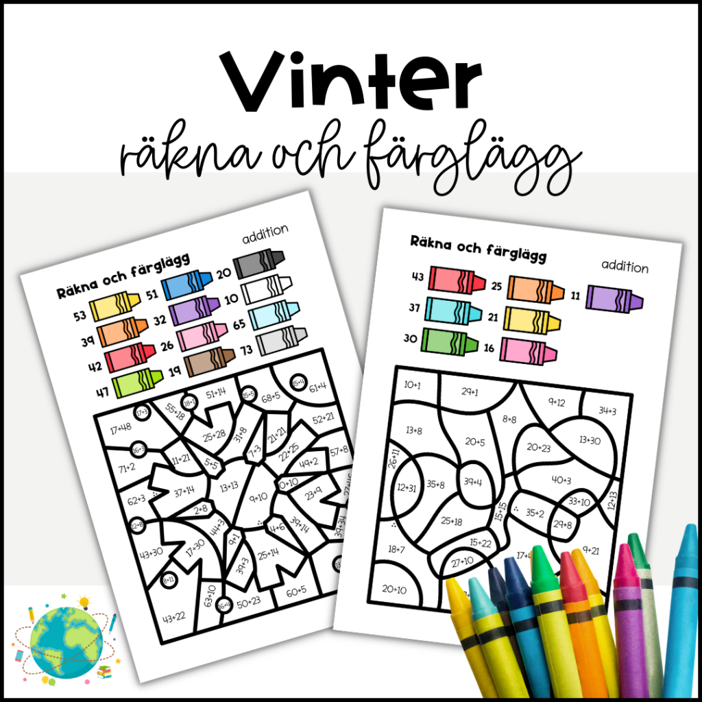 Vinter – Räkna och färglägg addition