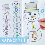 Pyssel: snögubbe som namnskylt – skolstart - bild 1