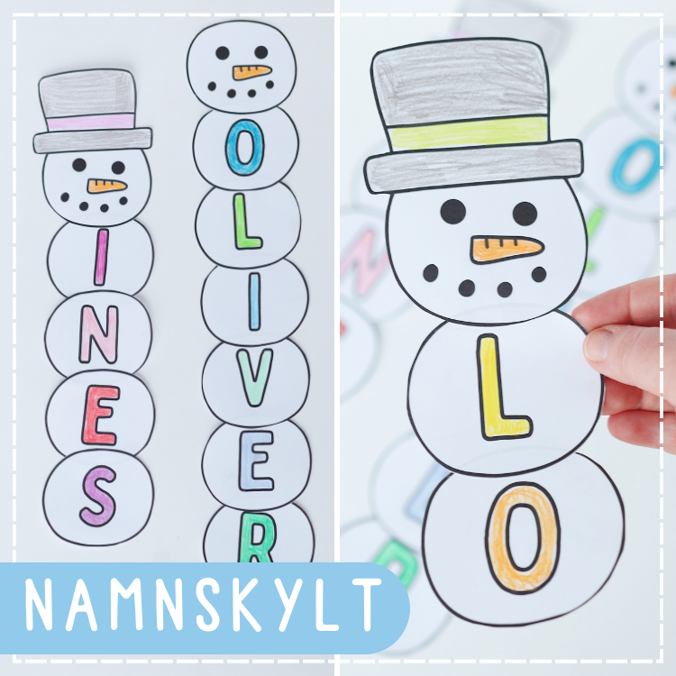Pyssel: snögubbe som namnskylt - skolstart