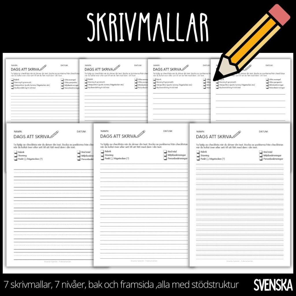 Skrivmallar – 7 nivåer, 14 sidor