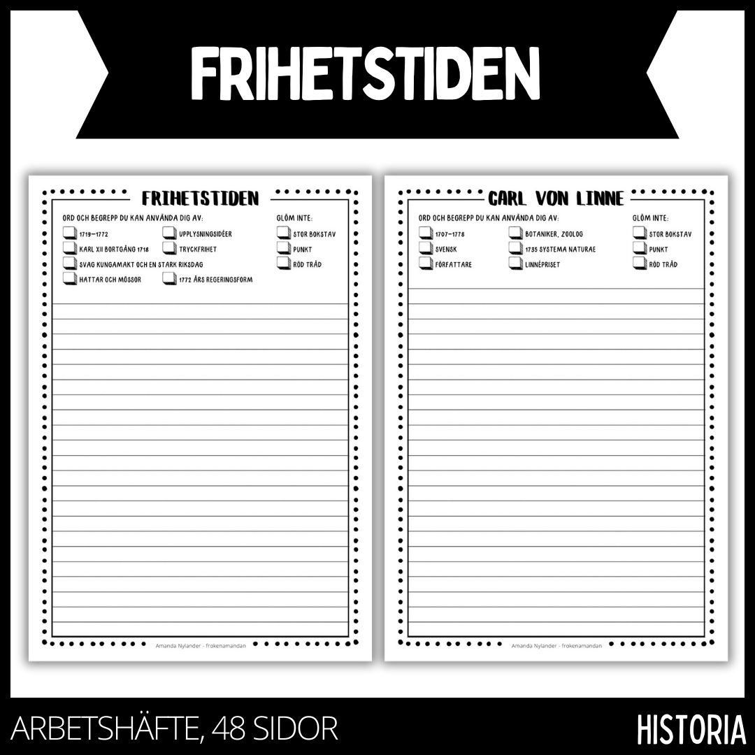 Frihetstiden - arbetshäfte - 48 sidor