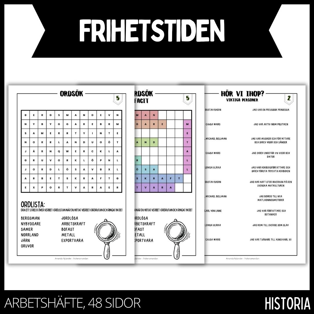 Frihetstiden - arbetshäfte - 48 sidor