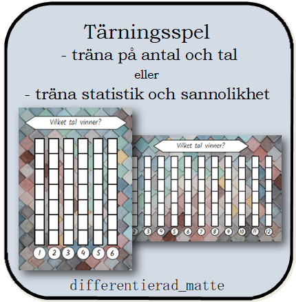 Tärningsspel - vilket tal vinner, 2 nivåer