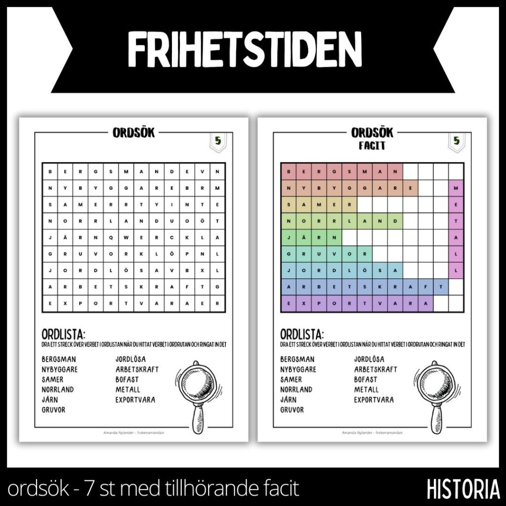 Frihetstiden – ordsöksrutor