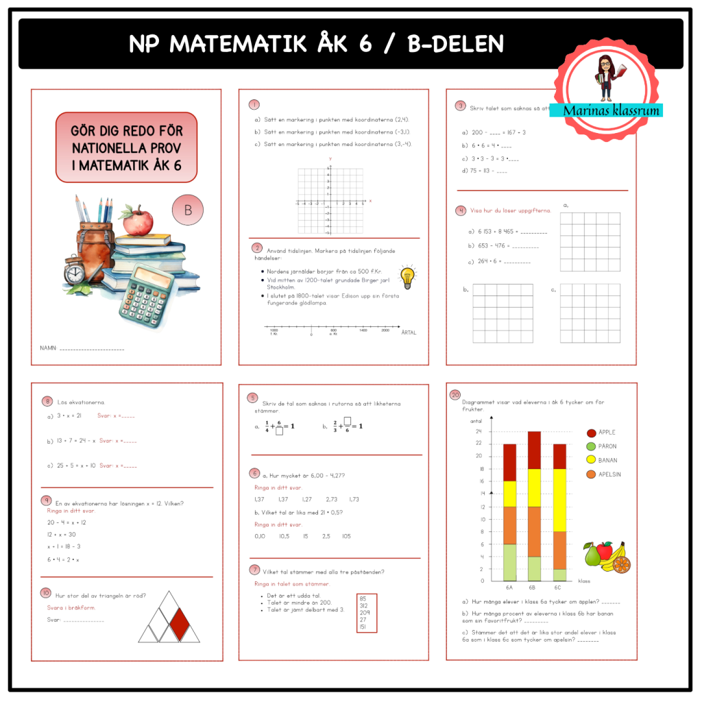 Nationella prov åk 6 matematik B-delen