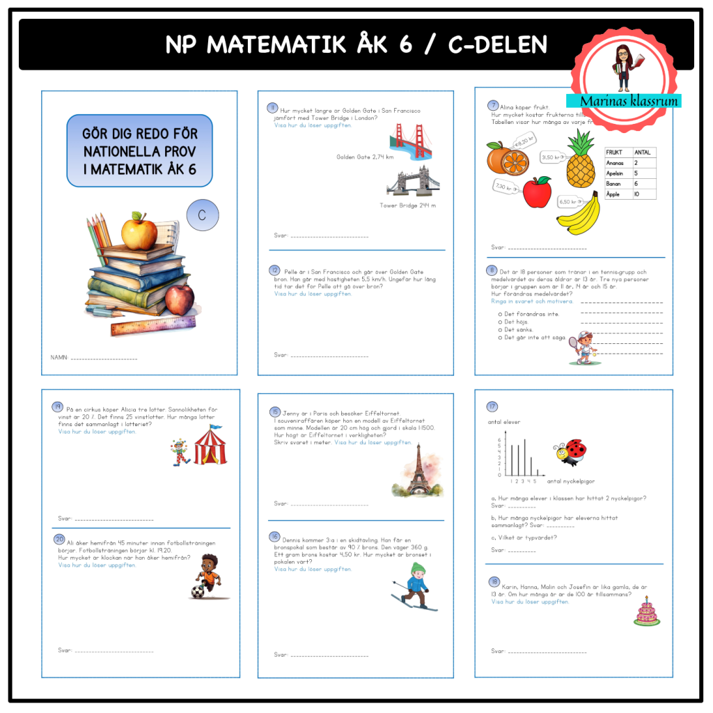 Nationella prov åk 6 matematik C-delen