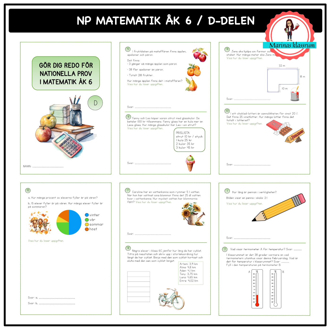 Nationella prov matematik åk 6 D-delen