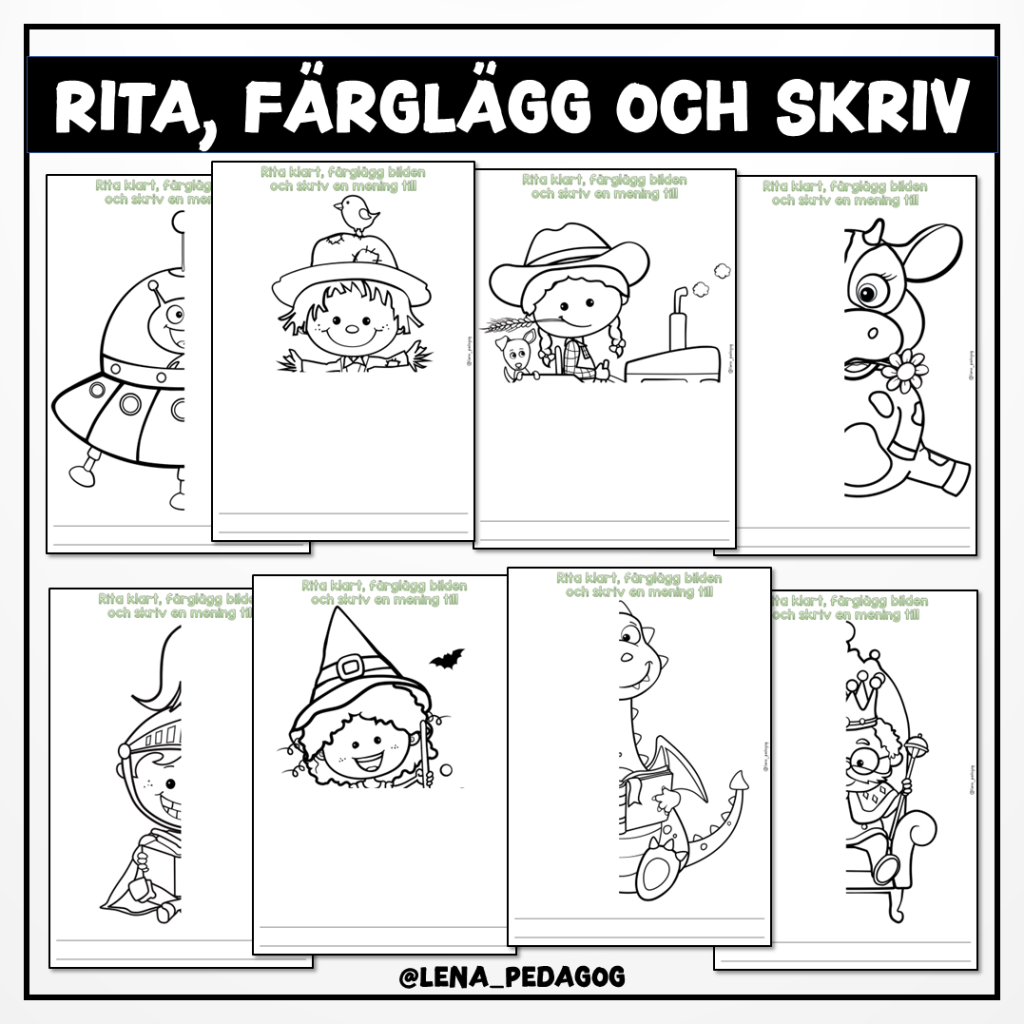 Rita, färglägg och skriv