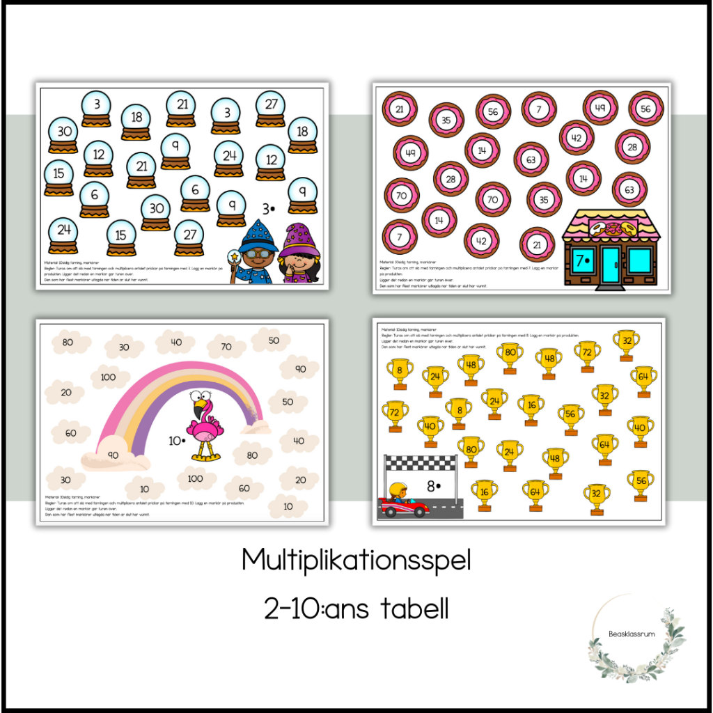 Multiplikationsspel (2-10:ans tabeller)