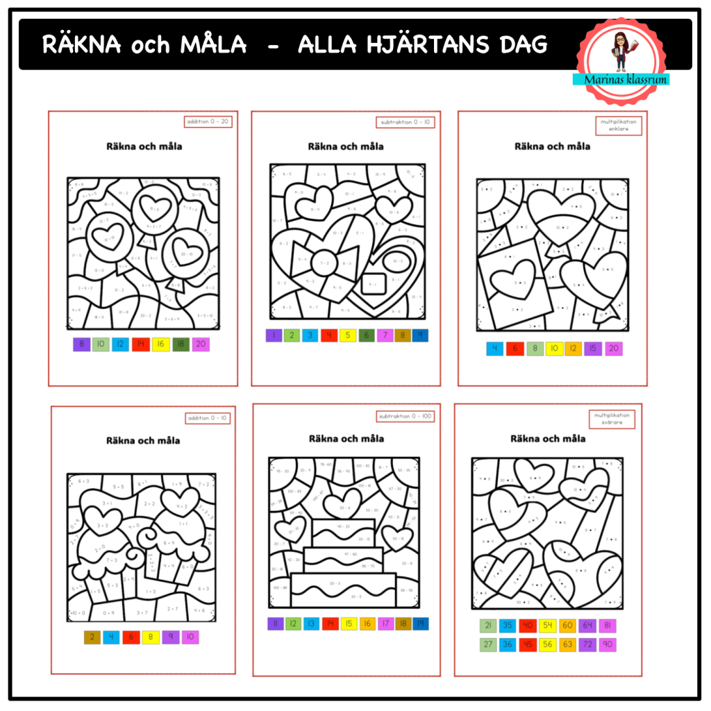 Räkna och måla – Alla hjärtans dag