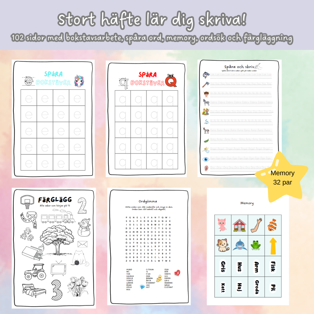 Stort häfte bokstavsarbete