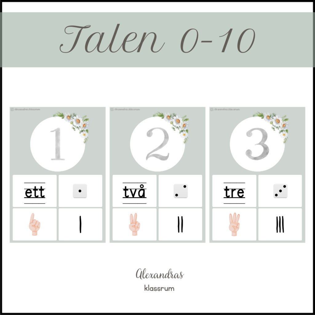 Siffror och tal 0-10 (grön)