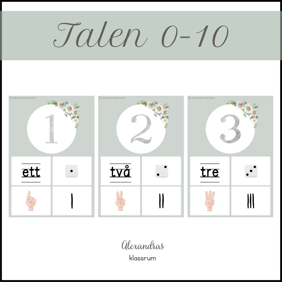 Siffror och tal 0-10 (grön)