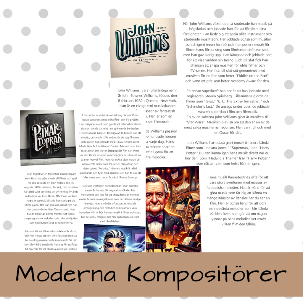 Moderna Kompositörer – Arbetsblad