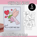 Alla hjärtans dags – kort (vikbara) 5 motiv - bild 1