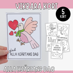 Alla hjärtans dags - kort (vikbara) 5 motiv