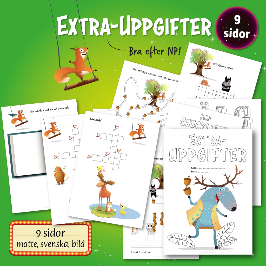 Extrauppgifter i matte, svenska & bild