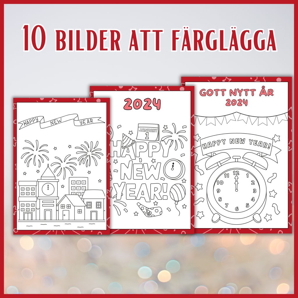 Gott nytt år! (Färglägga bilder)