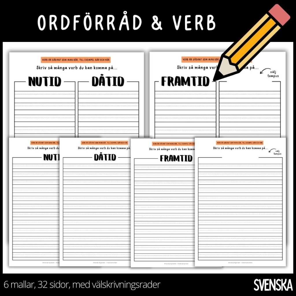 Ordförråd – Verb – 6 mallar – 32 sidor