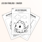 Läs och färglägg – 3 nivåer (15 arbetsblad) - bild 1