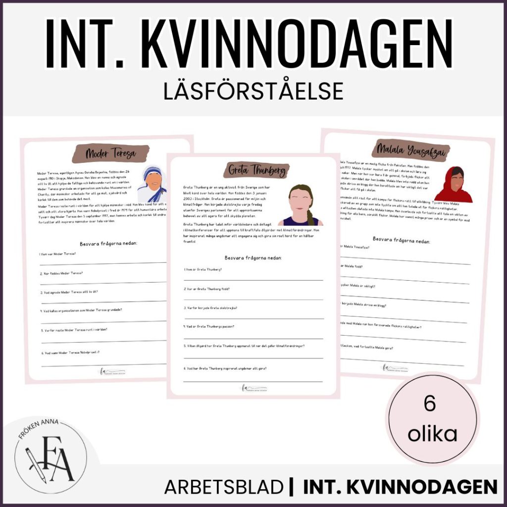 Internationella Kvinnodagen: Läsförståelse – 6 historiska kvinnor