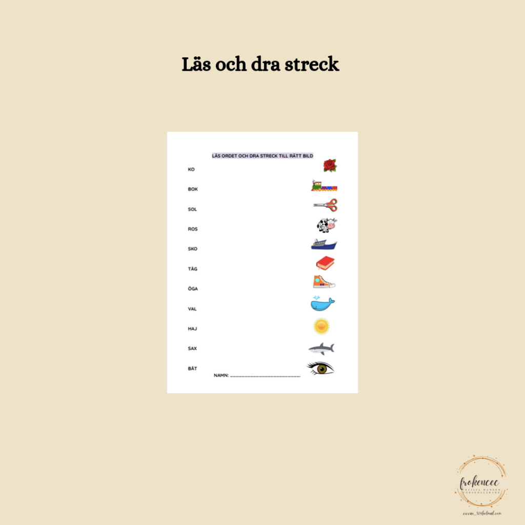 Läs ordet & dra streck till rätt bild