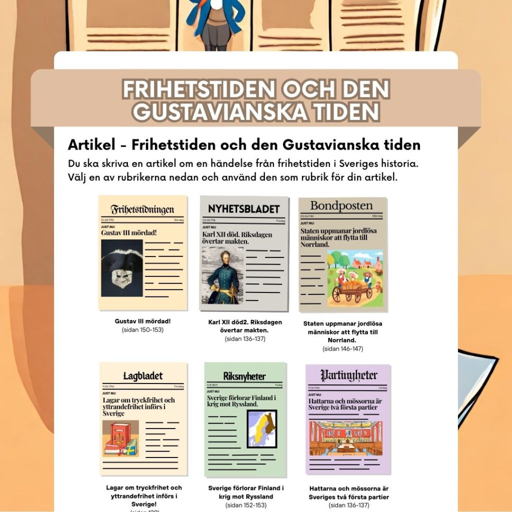 Artikel – Frihetstiden och den Gustavianska tiden + bedömningsmatris svenska