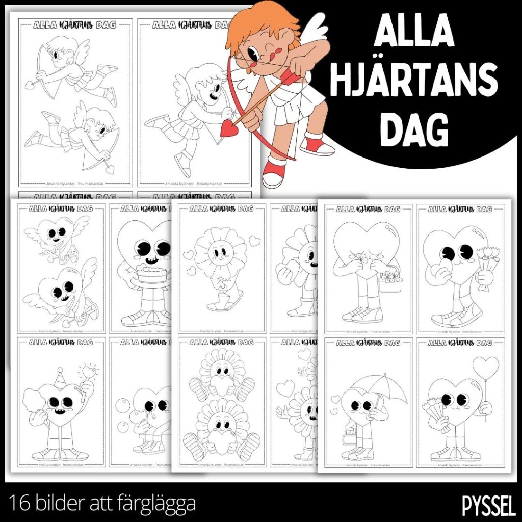 Alla hjärtans dag – bilder att färglägga