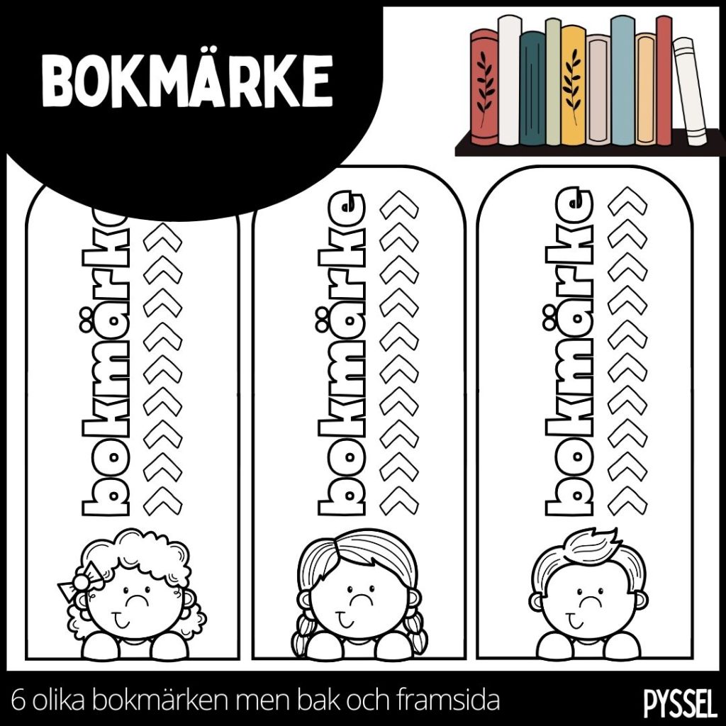 Bokmärke – 6 stycken med bak och framsida