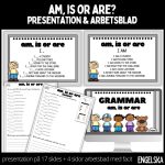 Am, are or is – presentation med modellerande meningar samt arbetsblad med stödstruktur - bild 1