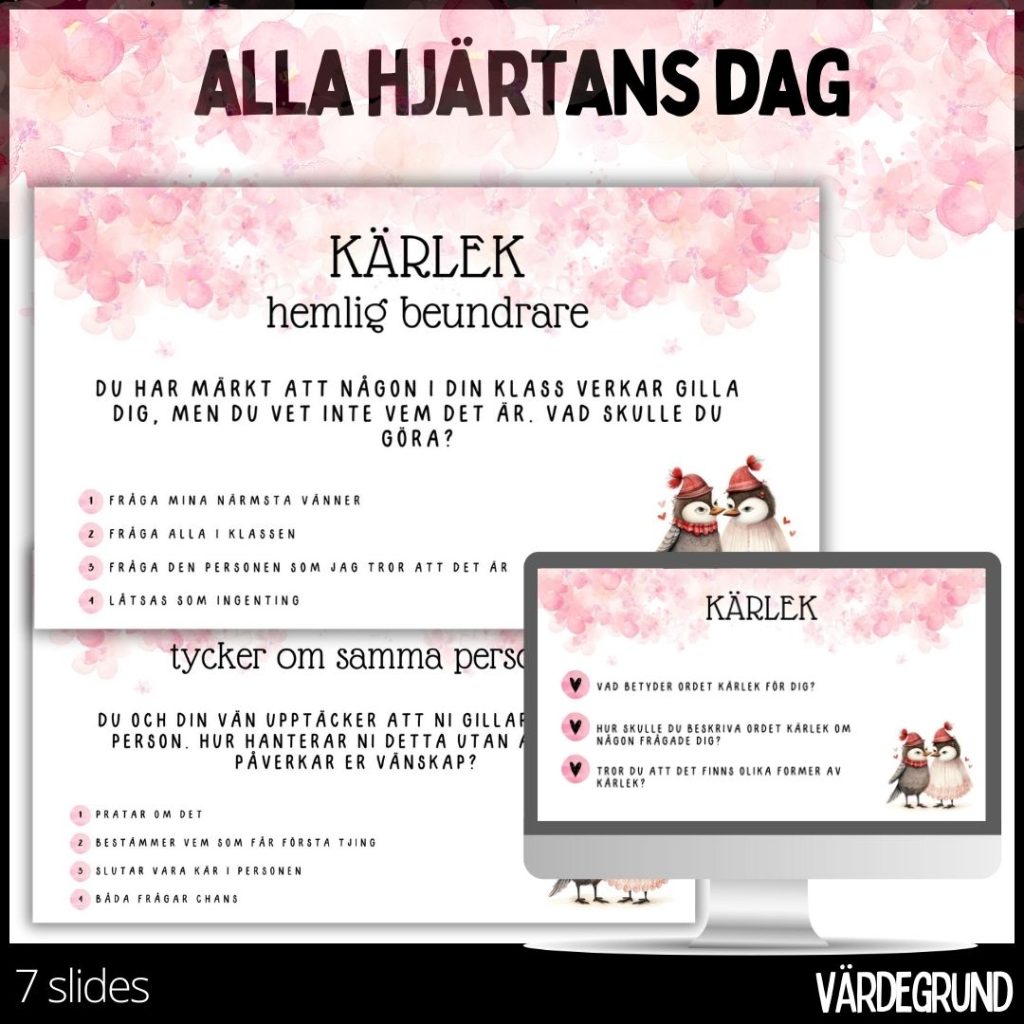 Alla hjärtans dag – presentation med reflektionsfrågor & fyra hörn övning