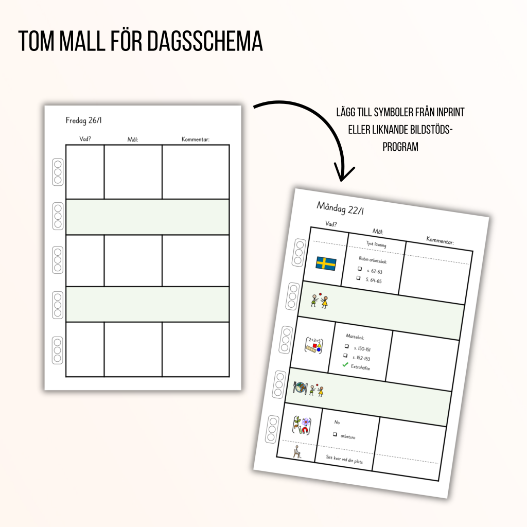Tomma mallar för dagsschema och utvärdering