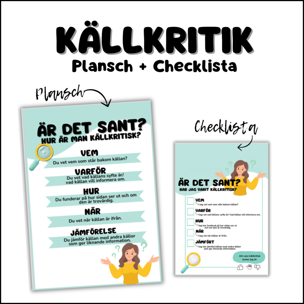 Källkritik: Checklista och plansch