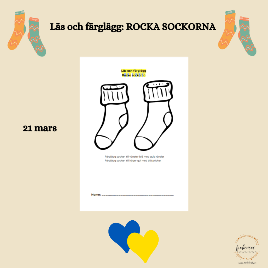 Läs och färglägg: Rocka sockorna