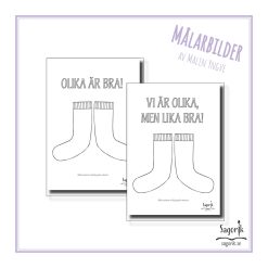Målarbilder sockor måla olika. Rocka sockorna.