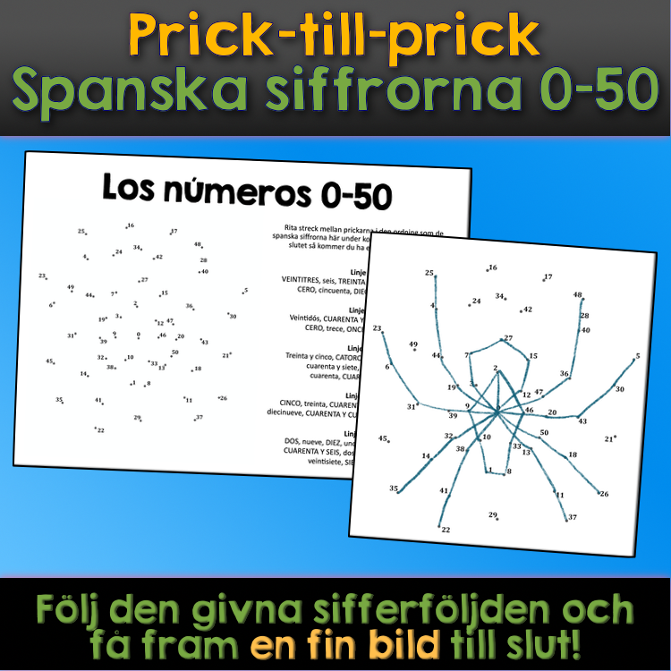 Prick-till-prick med spanska siffrorna 0-50 (La araña)