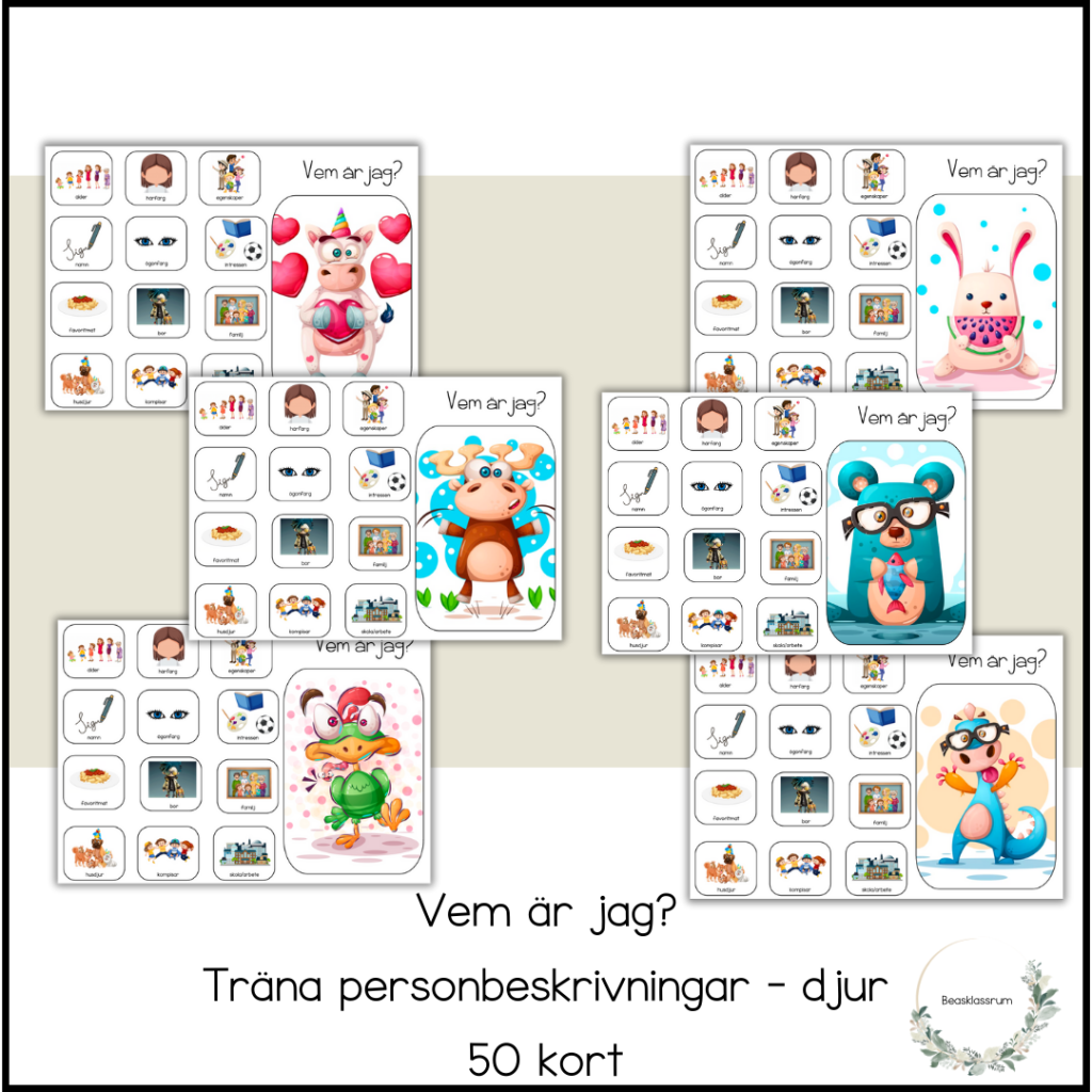 Vem är jag? – träna personbeskrivningar djur