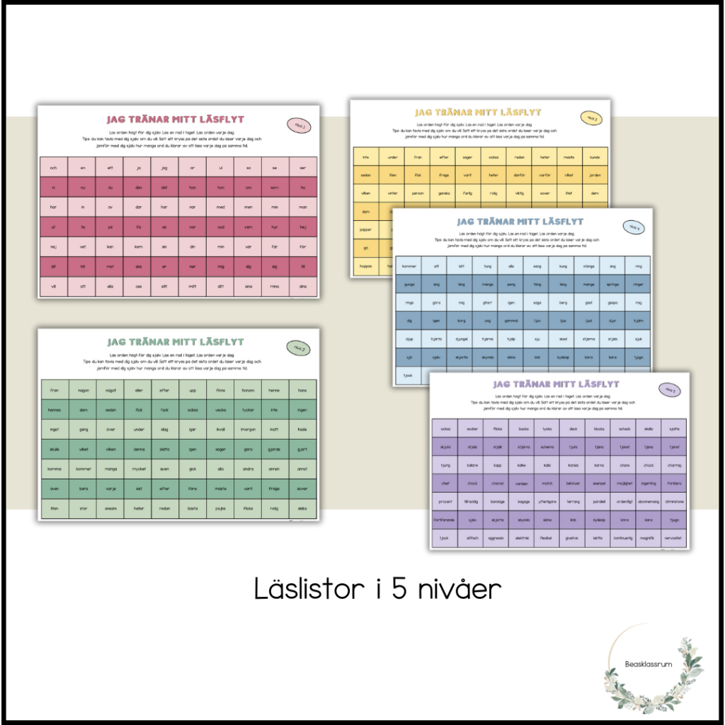Läslistor i 5 nivåer