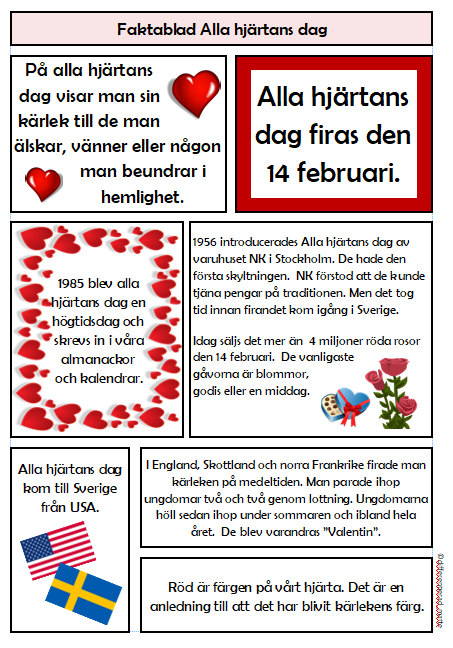 Faktablad - Alla hjÀrtans dag