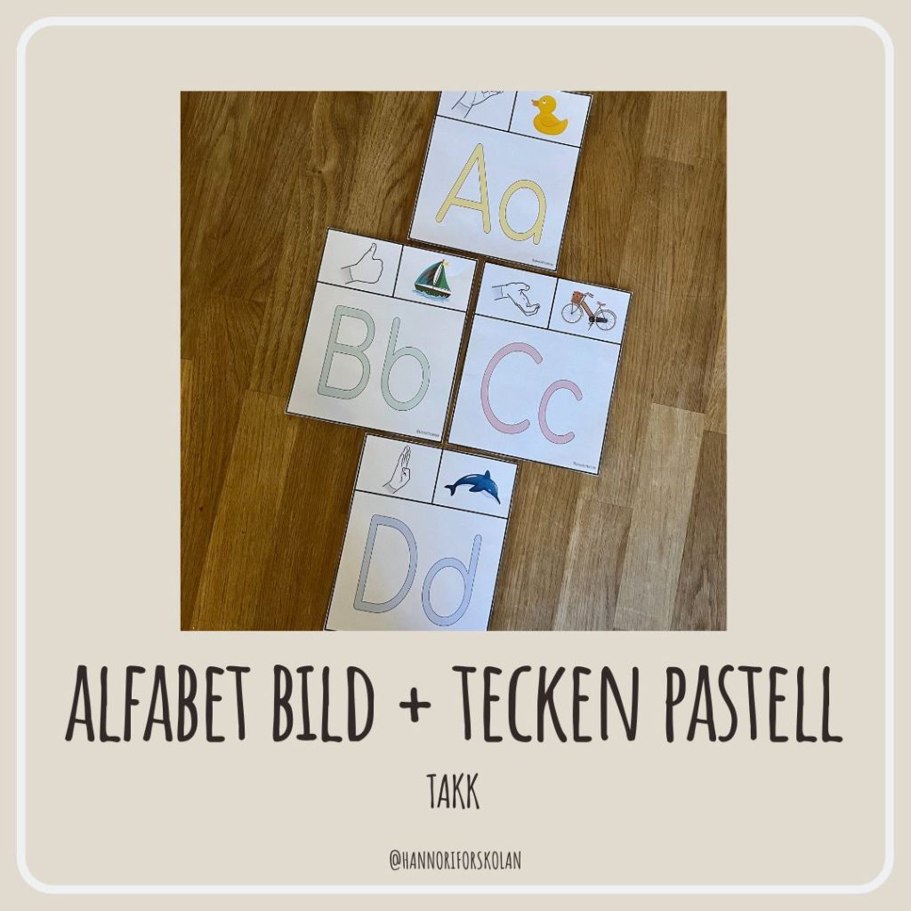 TAKK alfabet bild + tecken pastell