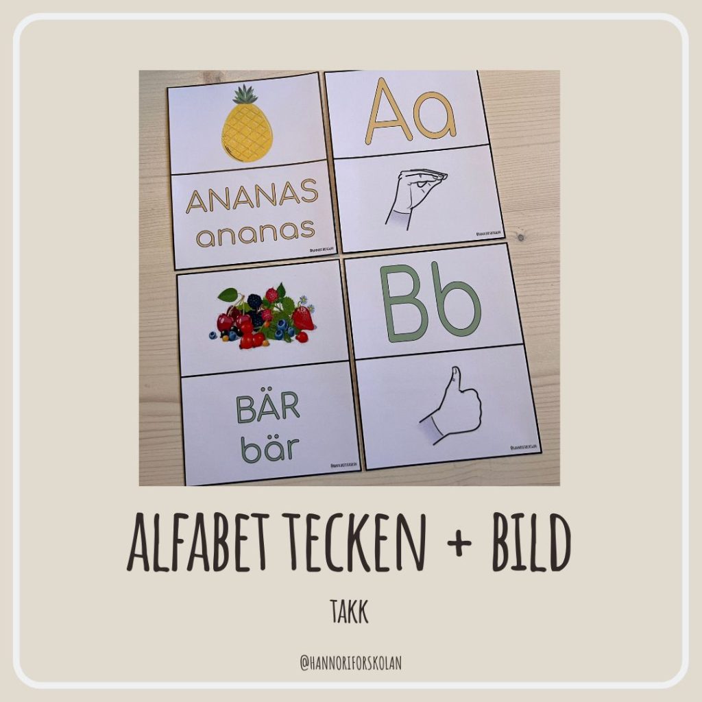TAKK alfabet tecken + bild