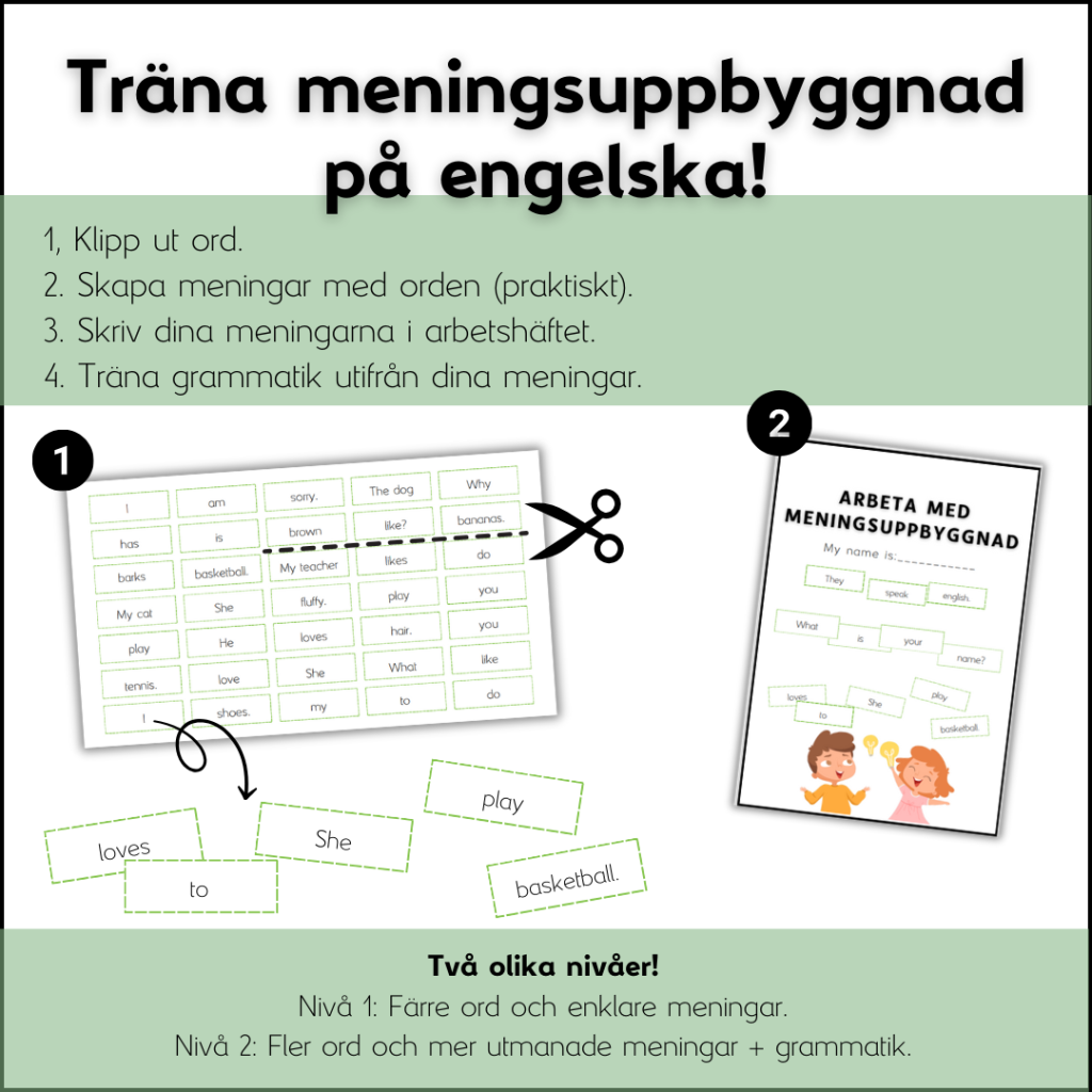 Träna meningsuppbyggnad på engelska
